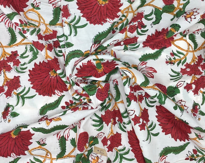 Indian block printed cotton muslin, hand made. Botdeaux Jaipur