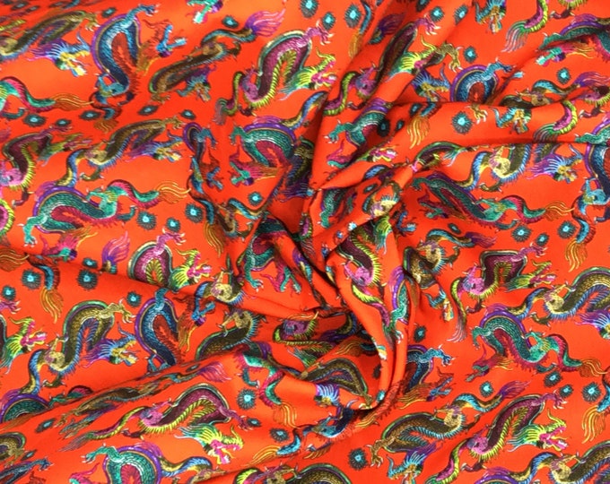 Oekotex certified cotton poplin, Japanese dragon print