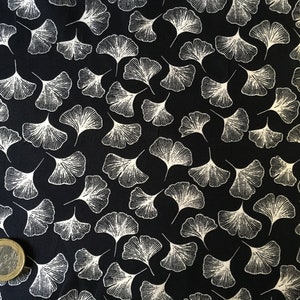 English Pima lawn cotton fabric, priced per 25cm. Gingko leaves. Asian or japanese inspired fans