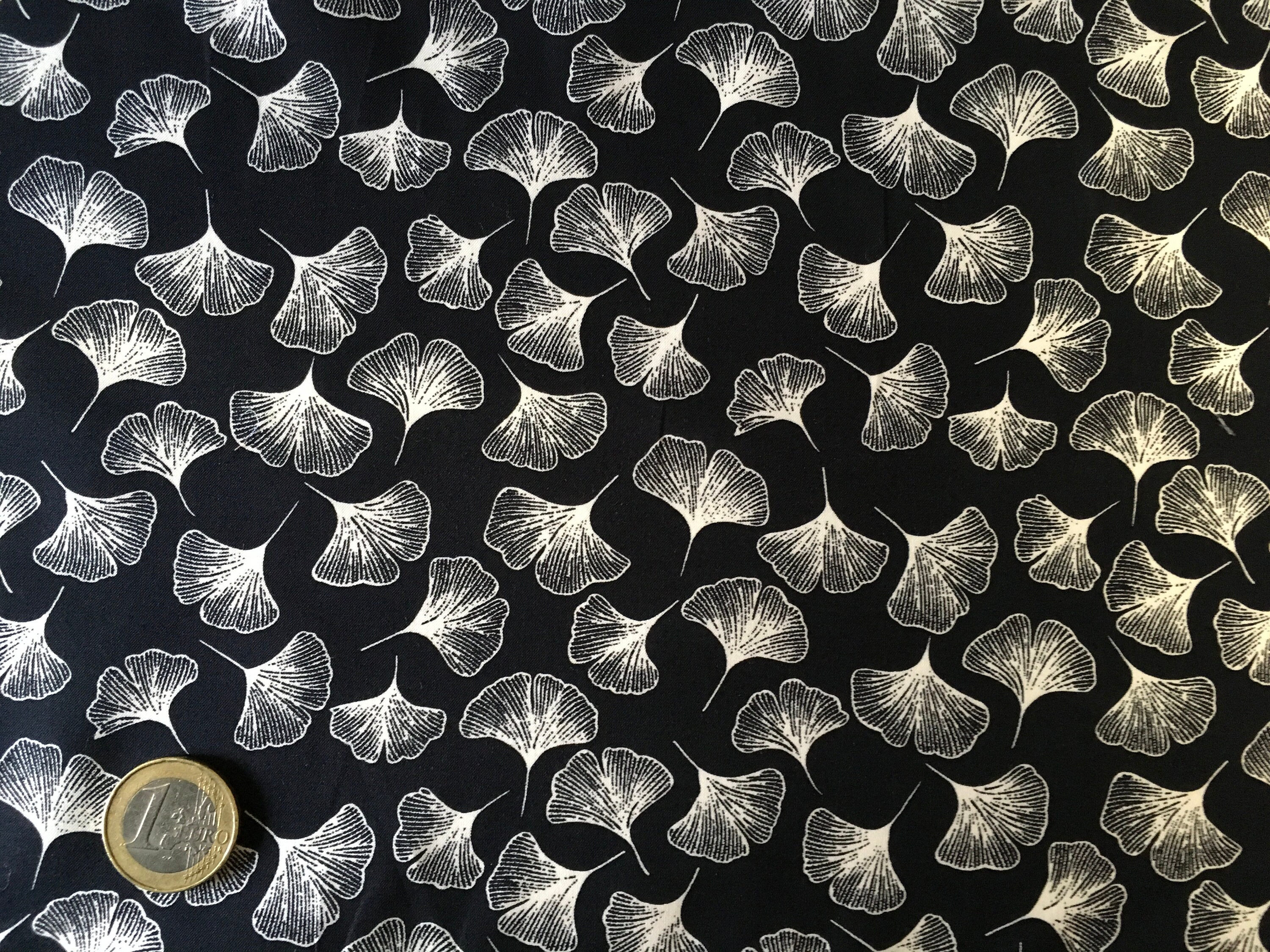 English Pima lawn cotton fabric Asian or japanese inspired fans Gingko leaves priced per 25cm