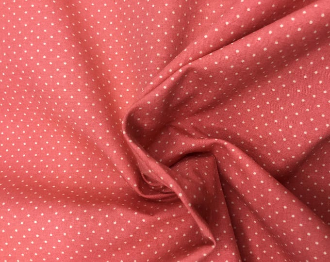 High quality cotton poplin, 1mm polka dots on soft pink