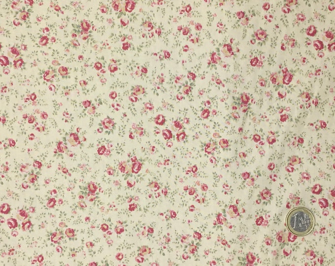 Rose and Hubble cotton poplin, rose print on cream