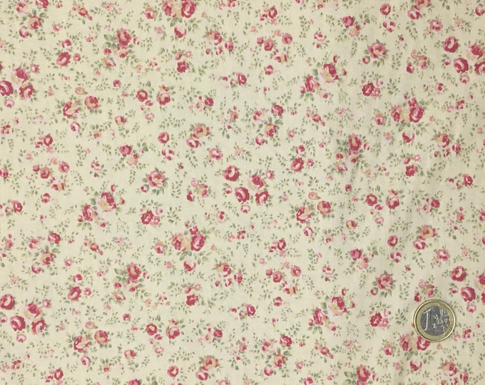 Rose and Hubble cotton poplin, rose print on cream