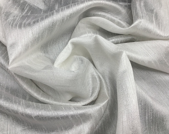 White, faux dupioni silk organza fabric
