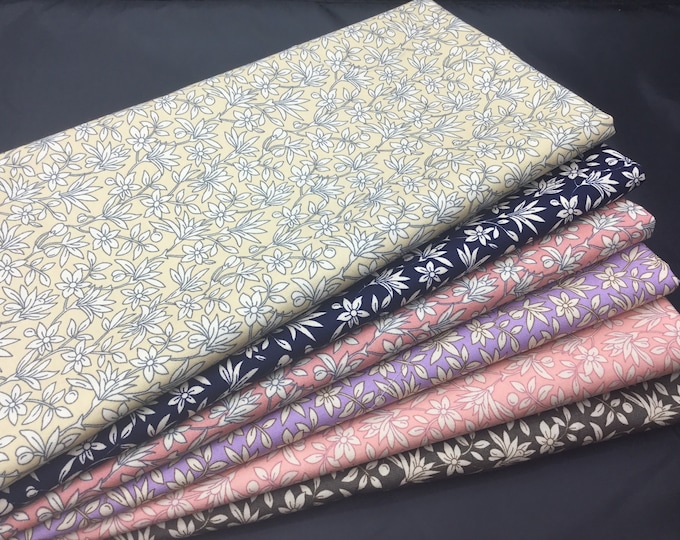 6 FQ (55cm*55cm) floral cotton poplin pieces, total 3m