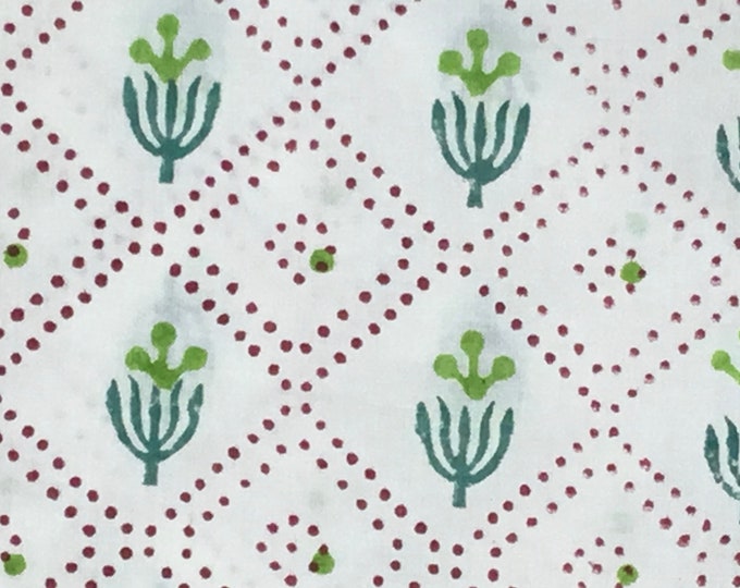 Indian block printed cotton muslin, hand made, cactus Jaipur print