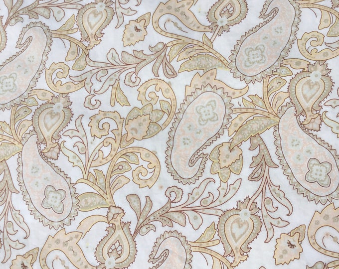 English Pima lawn cotton fabric. Paisley, sahara sand