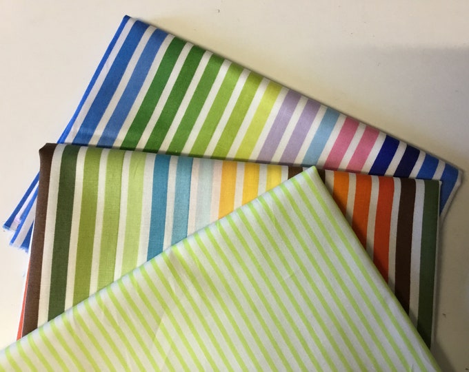 50% off: 3 FQ striped poplin fabric