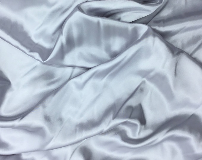 High quality silky satin back crepe, silver grey nr63, close to genuine silk crepe, soft blue nr30