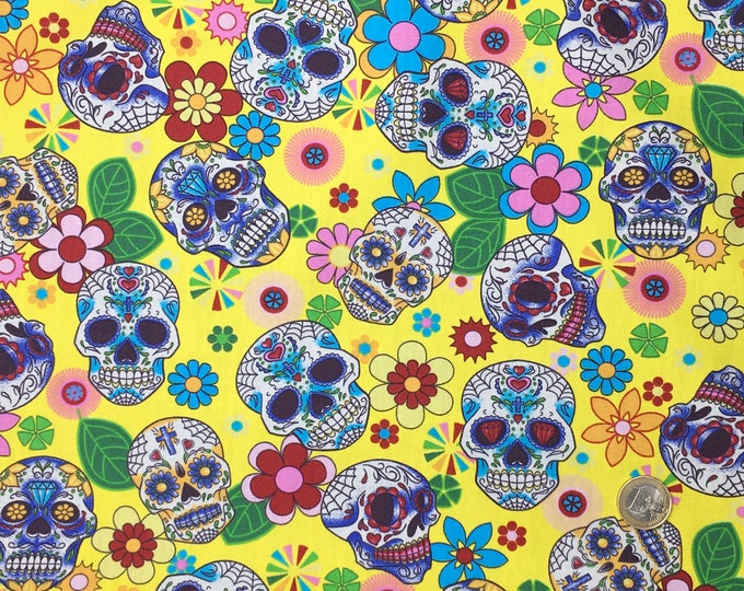 High quality cotton poplin, mexican skulls