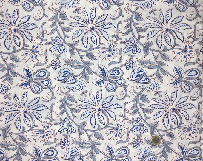 Indian block printed cotton voile, hand made. Andalusia Jaipur