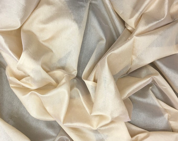 Sheer faux silk organza fabric, champagne or gold