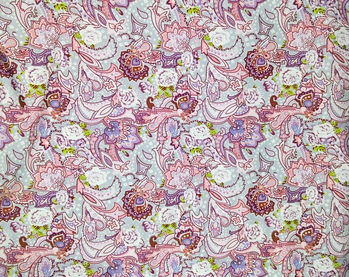 High quality cotton poplin dyed in Japan, paisley print. rose and Hubble branded fabric