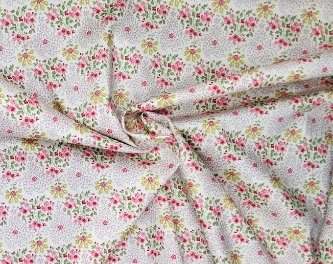 High quality cotton poplin dyed in Japan with Floral print on pink