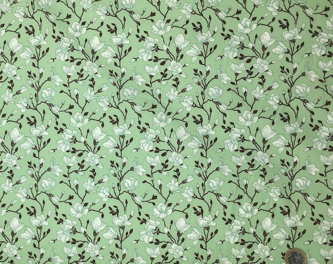 High quality cotton poplin dyed in Japan with flowers and foliage print