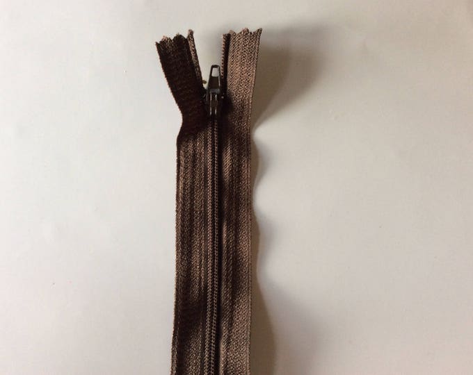 Nylon coil zipper, 30cm (12"), brown