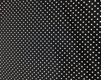 High Quality Oekotex Cotton Poplin, 3mm White Polka Dots on Black