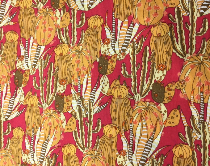 English Pima lawn cotton fabric, Red Cactus