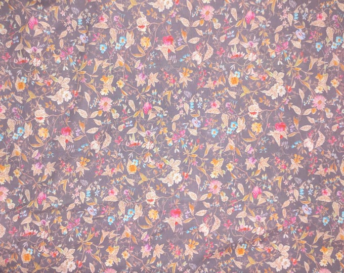 English Pima lawn cotton fabric, English flowers on soft lilac