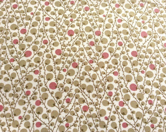 English Pima lawn cotton fabric, priced per 25cm. Berries on off white