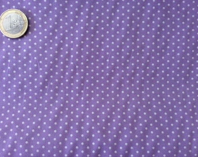 High quality cotton poplin dyed in Japan. White polka dots on lilac nr31
