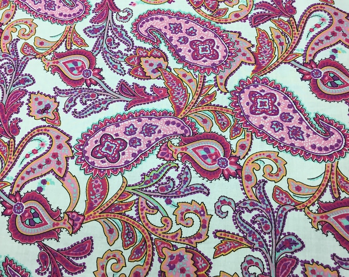 English Pima lawn cotton fabric, pink paisley