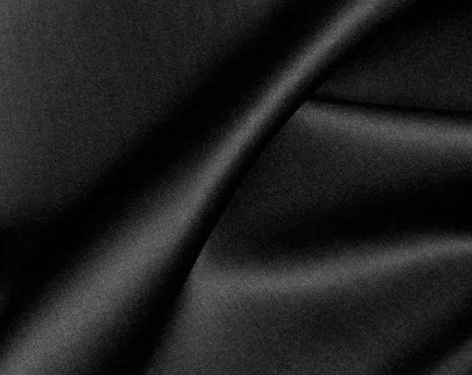 Black high quality silky satin, very close to genuine silk satin