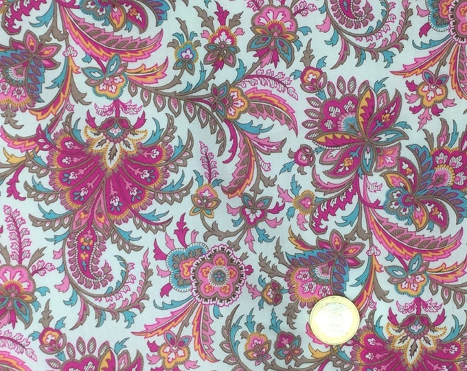 English Pima lawn cotton fabric, hot pink paisley