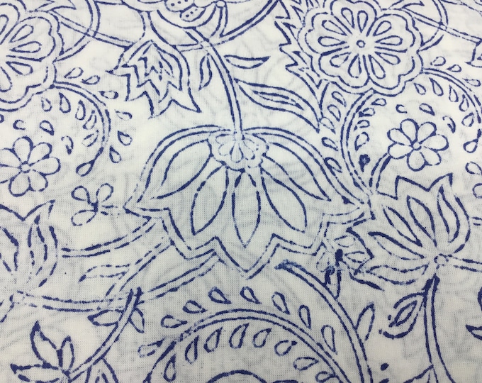 Indian block printed cotton voile, hand made. Jaipur Porcelaine