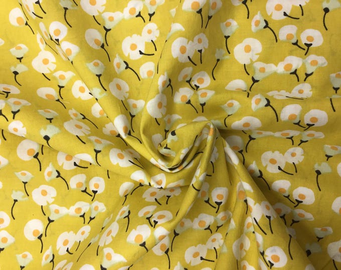English Pima lawn cotton fabric, lemon lillies