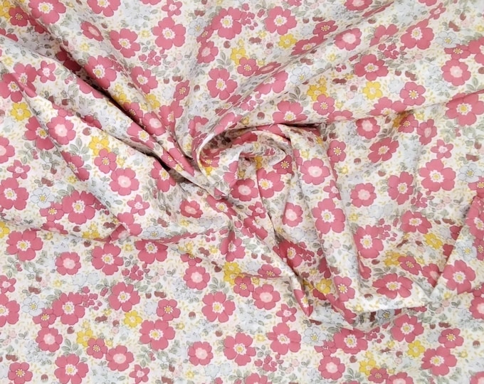 Cotton poplin with floral print, coral Betty