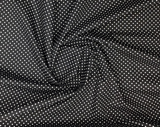 High quality oekotex cotton poplin, 3mm white polka dots on black