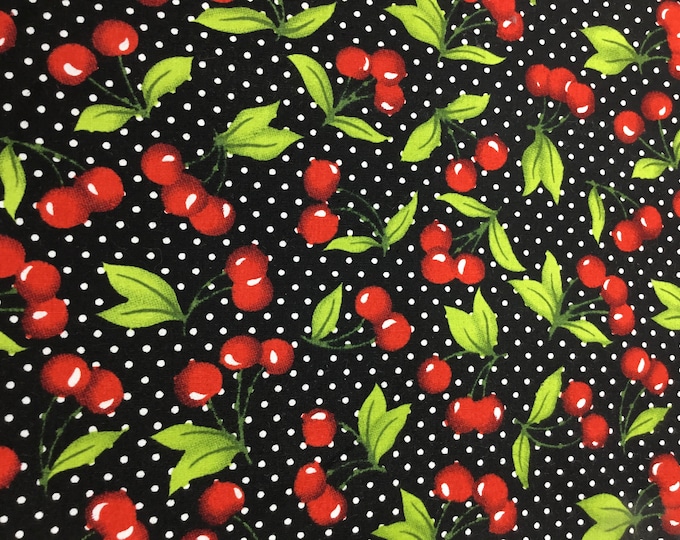 High quality cotton poplin. Cherries on black