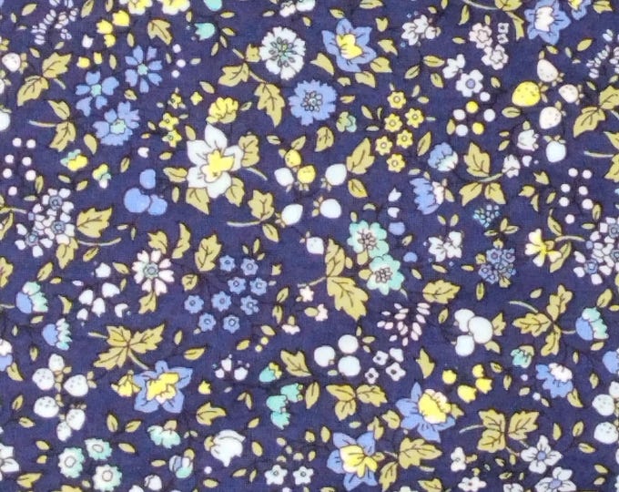 Cotton poplin with  flowers on dark blue