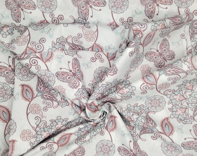 Oekotex certified cotton poplin, pastel butterfly print