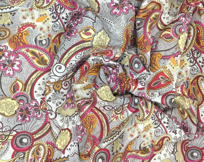 English Pima lawn cotton fabric. Paisley, soft Sirocco