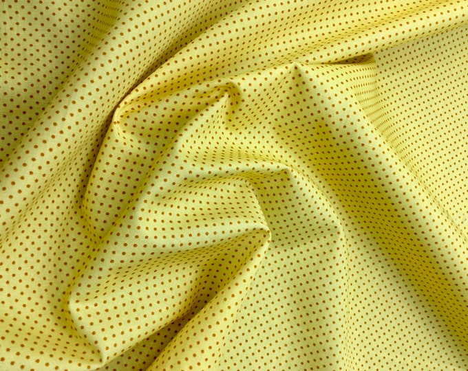 High quality cotton poplin. Mustard polka dots on yellow, nr33