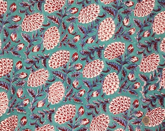 Indian block printed cotton muslin, hand made. Anemones block print