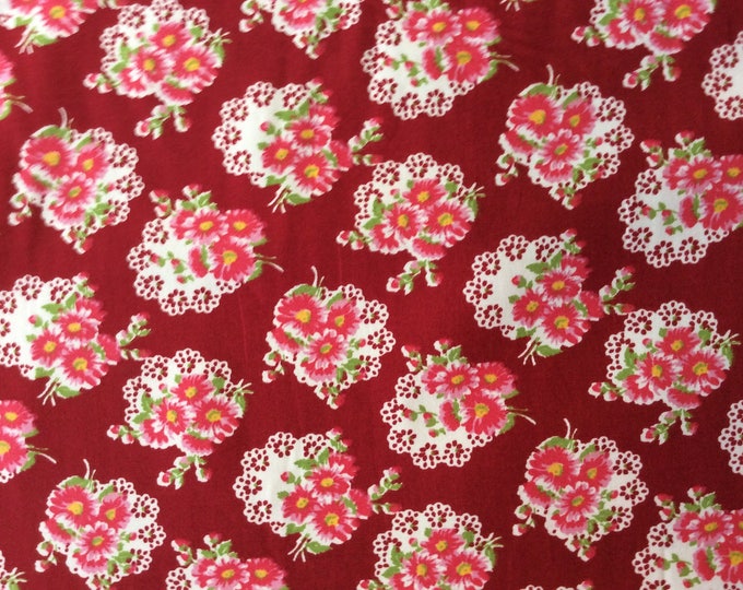 High quality cotton poplin, marron vintage floral print