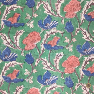 Indian block printed cotton muslin, hand made. Mint Jaipur