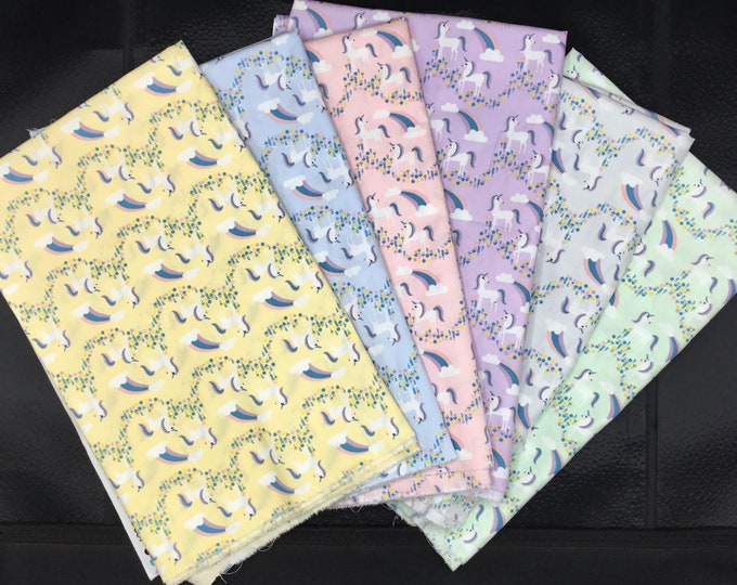 6 FQ (55cm*55cm) unicorn print cotton poplin pieces, total 3m