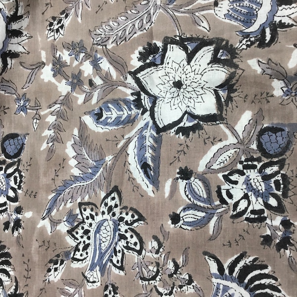 Indian block printed cotton muslin, hand made. Tempest Jaipur blockprint