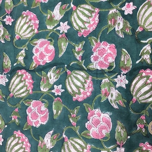 Indian block printed cotton muslin, hand made. Peony Jaipur blockprint