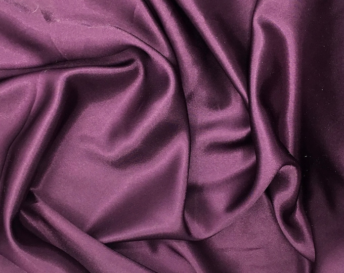 High quality silky satin back crepe, eggplant nr95, close to genuine silk crepe, soft blue nr30