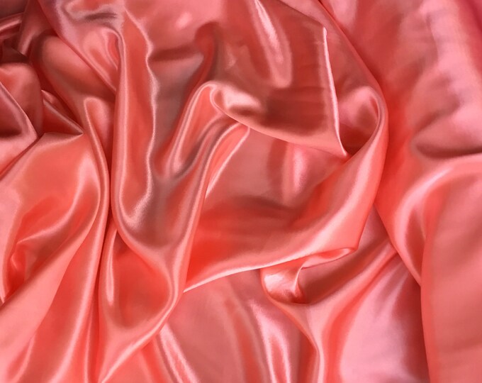 High quality silky satin back crepe, close to genuine silk, coral pink nr99