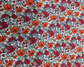 English Pima lawn cotton fabric, Poppies