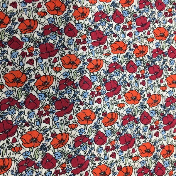 English Pima lawn cotton fabric, Poppies