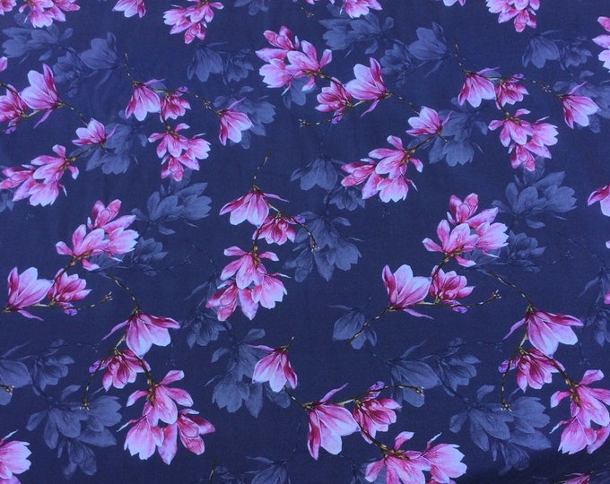 English Pima lawn cotton fabric, floral on grey