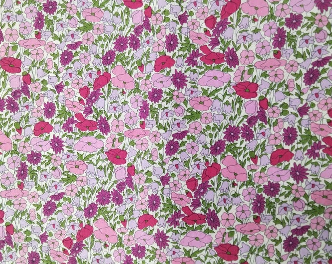 Tana lawn fabric from Liberty of London, Poppy Forest Crimson Pink