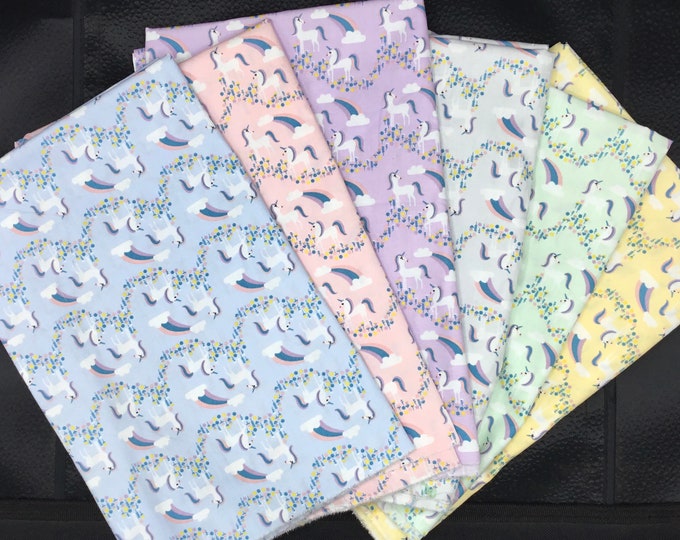 Total 3m: 6pc (50cm*1m12) unicorn cotton poplin pieces, total 3m